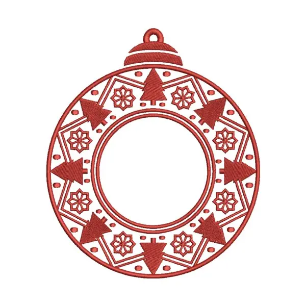 Christmas Ornament Embroidery Design – Holiday Bauble Frame
