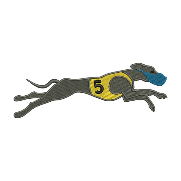 Greyhound Racing Embroidery Design – Running Dog Number 5
