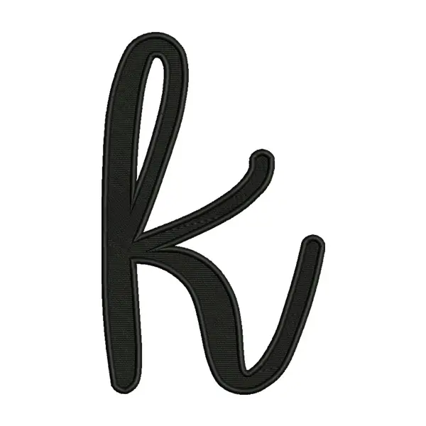 Lowercase Letter K Embroidery Design – Script Alphabet Monogram