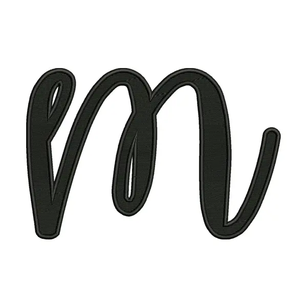 Lowercase M Calligraphy Embroidery Design