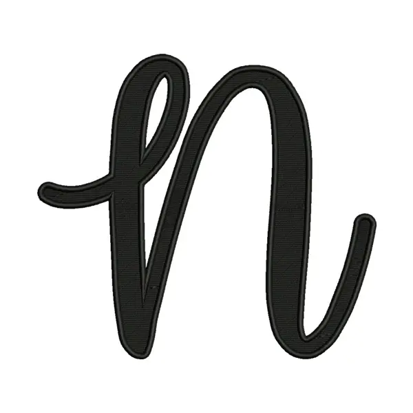 Uppercase N Calligraphy Embroidery Design