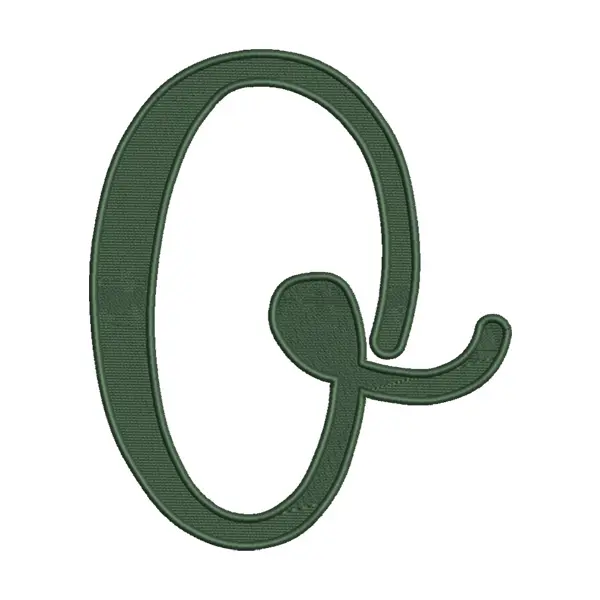 Uppercase O Calligraphy Embroidery Design