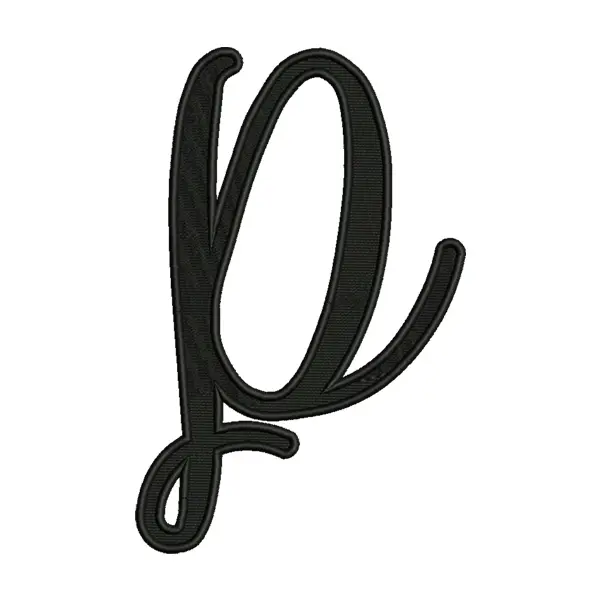 Uppercase P Calligraphy Embroidery Design