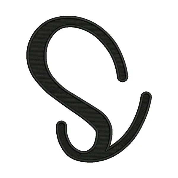 Uppercase S Calligraphy Embroidery Design