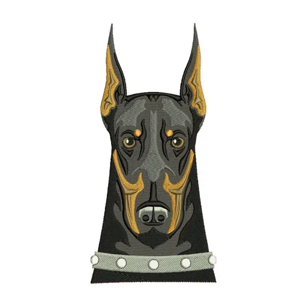 Doberman Embroidery Design – Guard Dog Machine Embroidery File