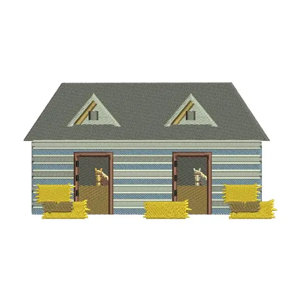 Horse Barn Embroidery Design