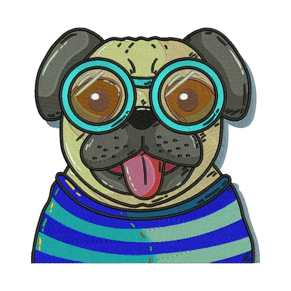 Pug Dog Embroidery Design