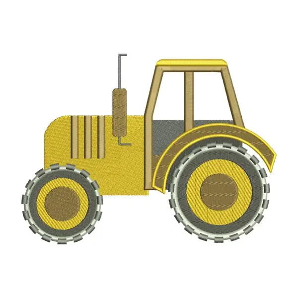 Tractor Embroidery Design – Yellow Farm Vehicle Patch