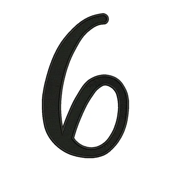 Number 6 Embroidery Design – Calligraphy Number Six Machine Embroidery File