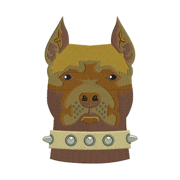 Pitbull Dog Embroidery Design – Brown
