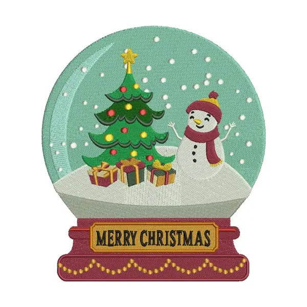 Jolly Snowman Christmas Snow Globe Embroidery Design