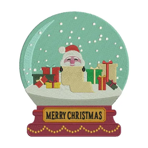 Santa & Presents Snow Globe Embroidery Design
