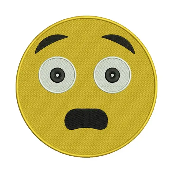 Anguished Face Emoji Embroidery Design