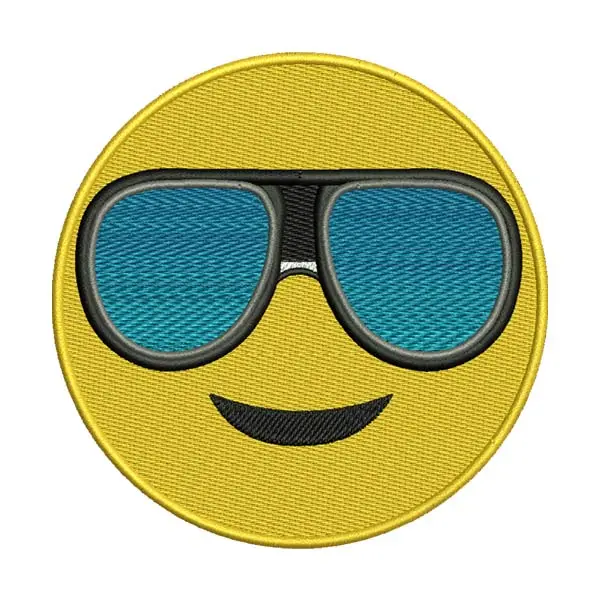 Cool Sunglasses Emoji Embroidery Design – Smiling