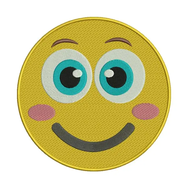 Blushing Smiling Emoji Embroidery Design – Cute