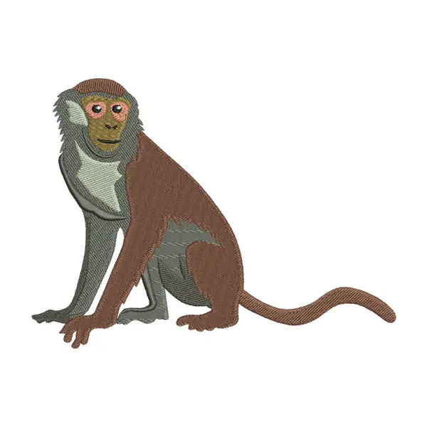 Rhesus Monkey Embroidery Design