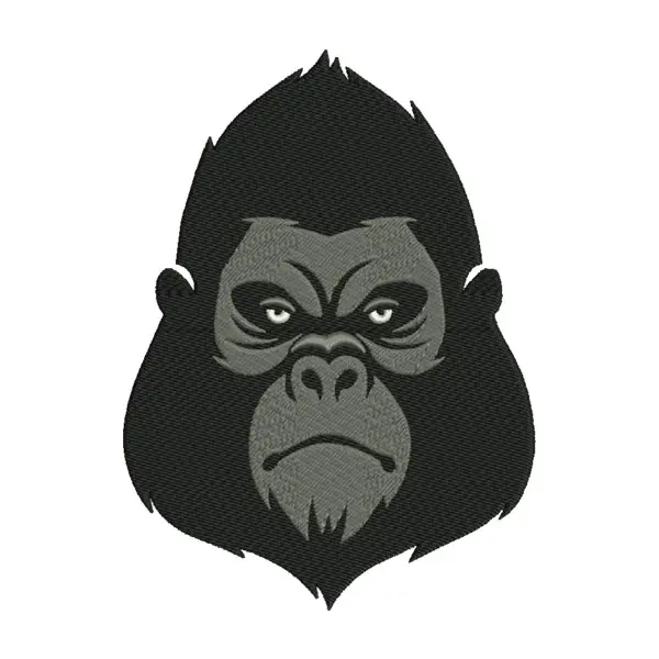 Silverback Gorilla Face Embroidery Design