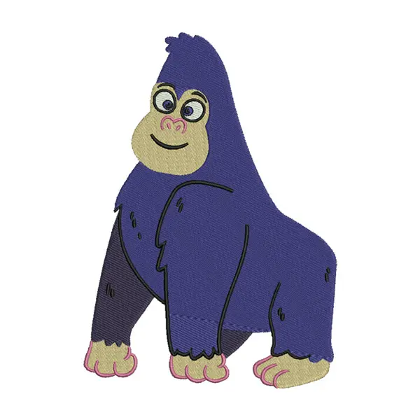 Blue Gorilla Cartoon Embroidery Design