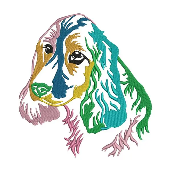 Colorful Cocker Spaniel Embroidery Design