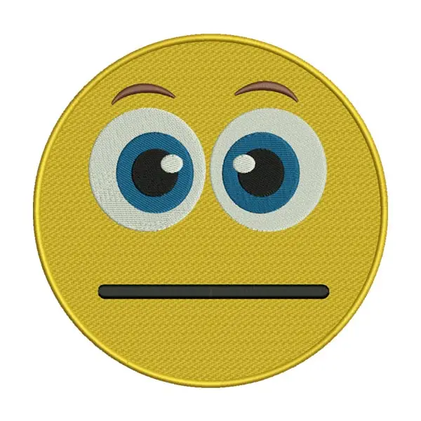 Neutral Face Emoji Embroidery Design