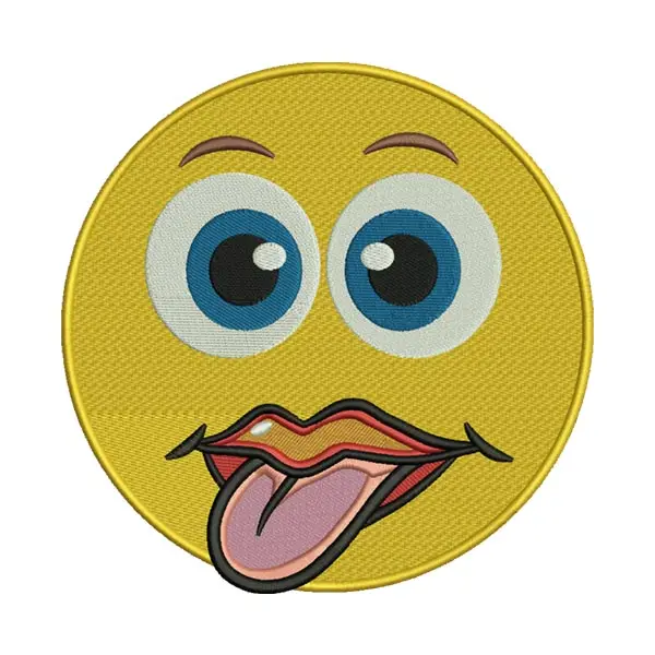 Tongue Out Emoji Embroidery Design