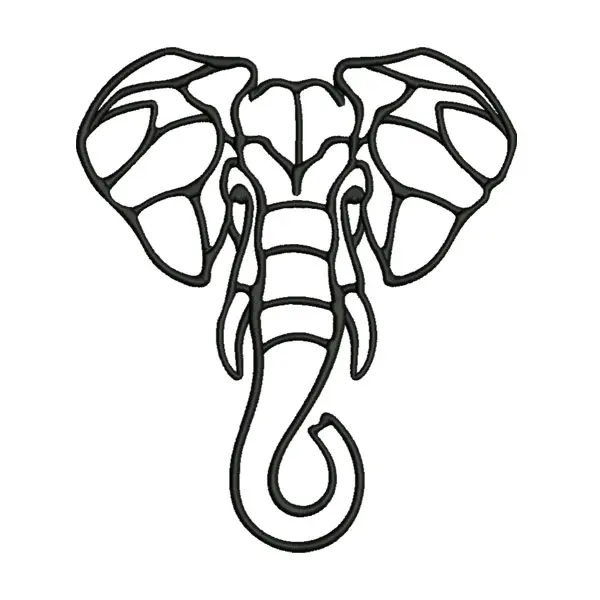 Elephant Line Art Embroidery Design