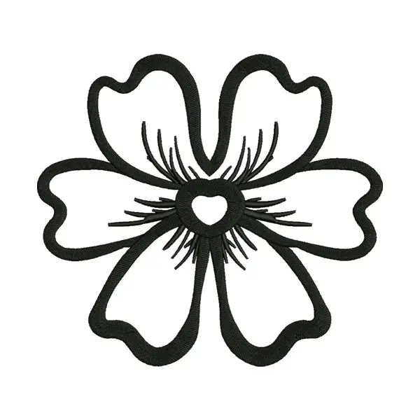 Flower Silhouette Embroidery Design – Six