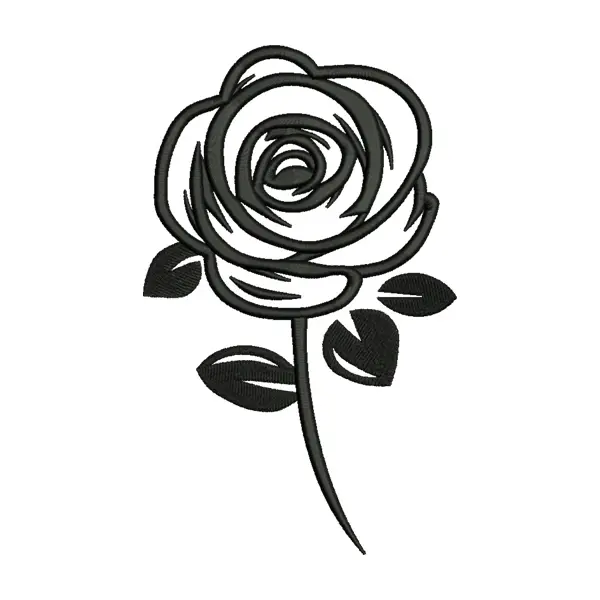 Rose Silhouette Embroidery Design – Elegant