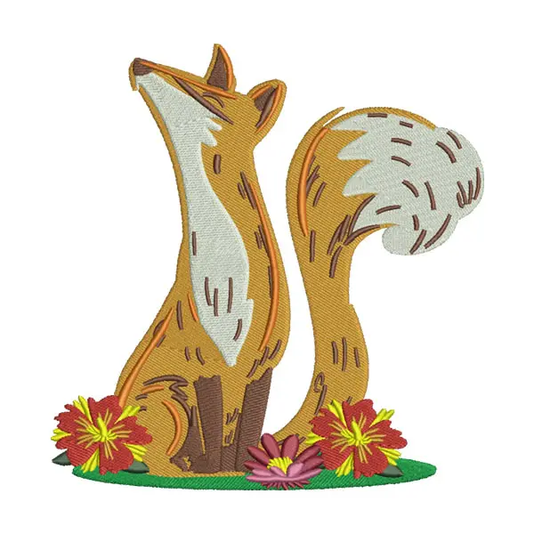 Sitting Fox Machine Embroidery File