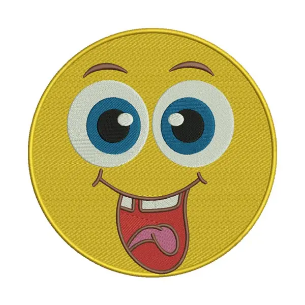Funny Tongue-Out Emoji Embroidery Design