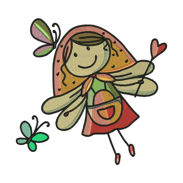 Cute Sketch Fairy Machine Embroidery File