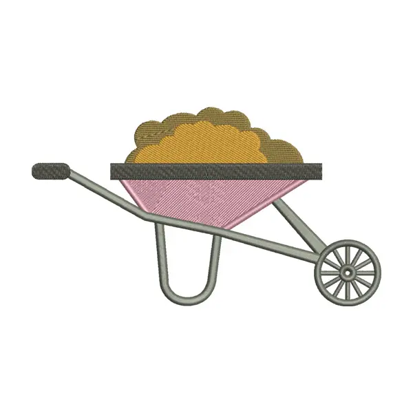 Wheelbarrow Embroidery Design – Garden Tool Machine Embroidery File