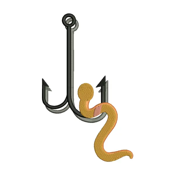 Fishing Hook Embroidery Design