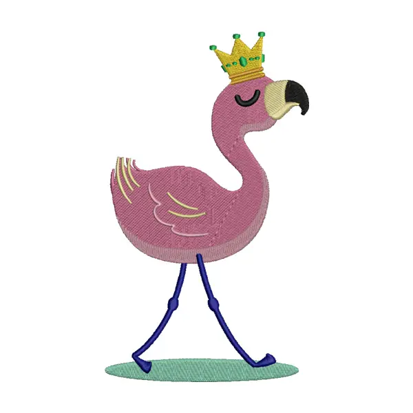 Crowned Flamingo Embroidery Design