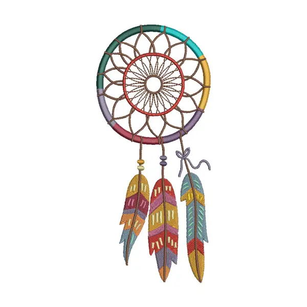 Dreamcatcher Embroidery Design – Boho Feathers Machine Embroidery File