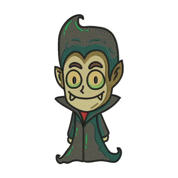 Dracula Embroidery Design – Cute Vampire Cartoon Patch