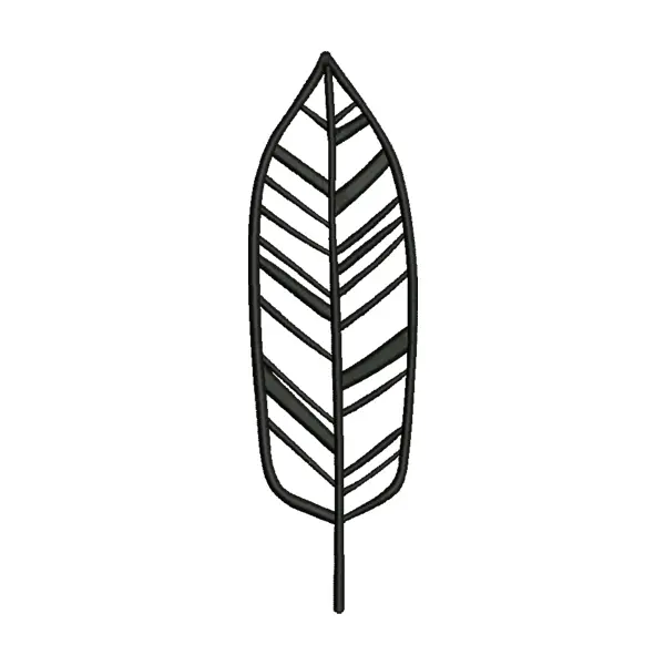 Line Art Leaf Silhouette Embroidery Design