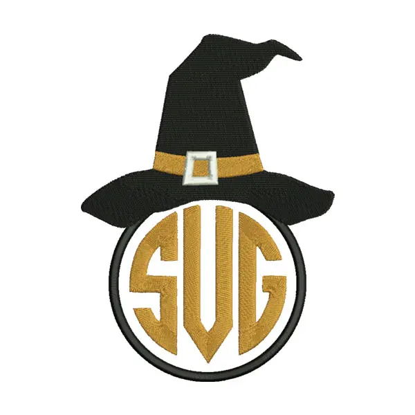 Witch Hat Monogram Embroidery Design