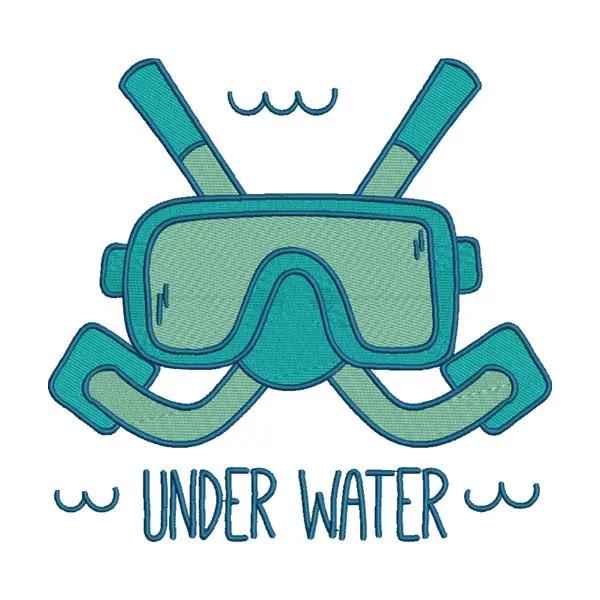 Underwater Embroidery Design – Snorkel & Diving Mask Machine Embroidery File