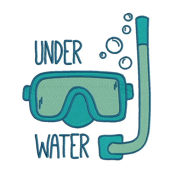 Underwater Embroidery Design – Snorkel Mask & Tube Machine Embroidery File