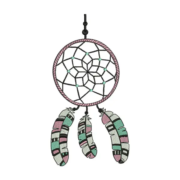 Dreamcatcher Embroidery Design – Native American Feather Machine Embroidery File