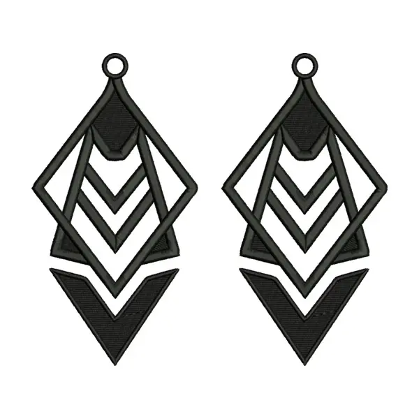 Rhombus Diamond Earrings Embroidery Design