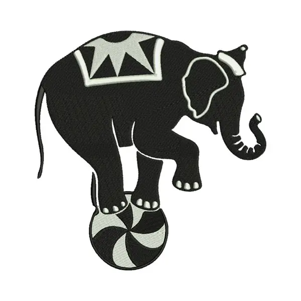 Circus Elephant Embroidery Design – Balancing