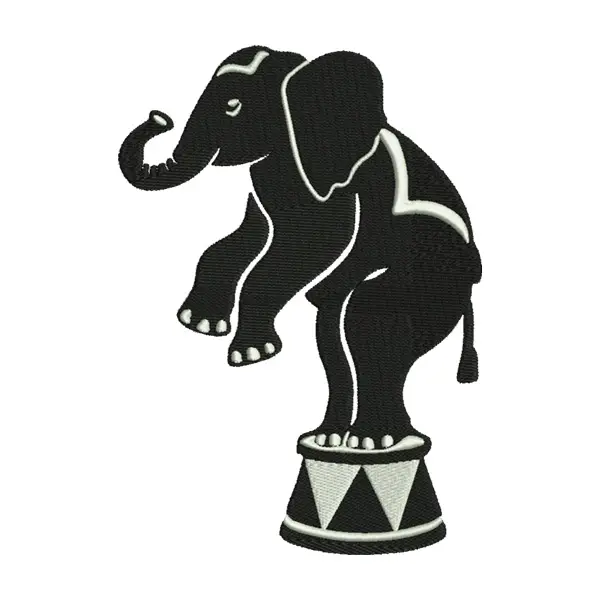 Circus Elephant on Podium Embroidery Design