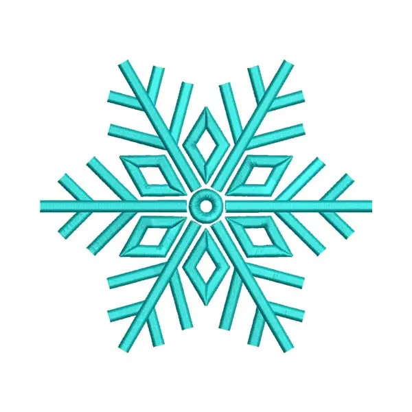 Cyan Snowflake Embroidery Design – Winter