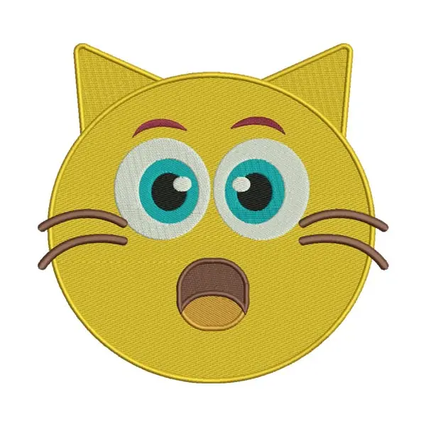 Cat Shocked Emoji Embroidery Design