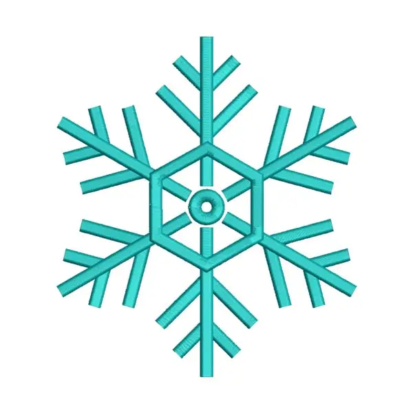 Cyan Hexagon Snowflake Embroidery Design