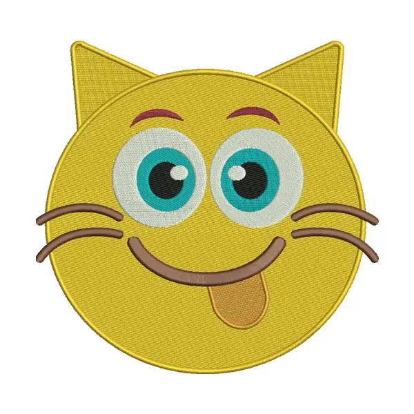 Cat Tongue-Out Emoji Embroidery Design