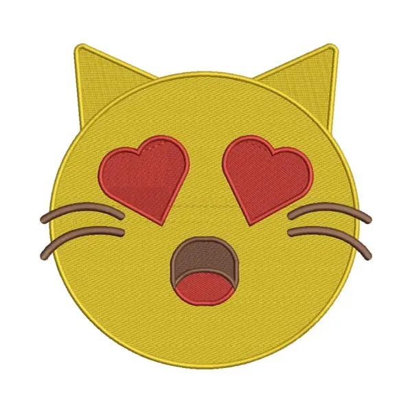 Cat Emoji Heart Eyes Embroidery Design
