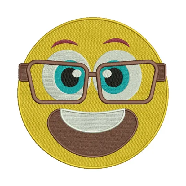 Nerd Emoji Embroidery Design